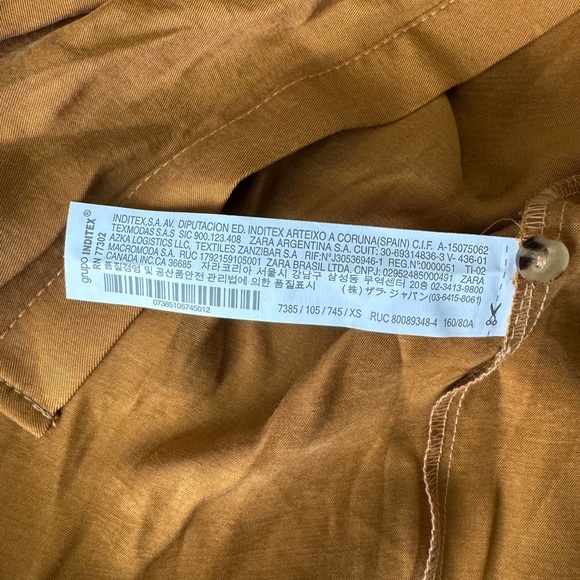 Zara NWT Women's Satin Pleated Midi Shirt Dress in Toffee (Gold) Size X-Small - Picture 4 of 12